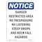 Signmission OSHA Notice Sign, 5" Height, Danger Restricted Area No Trespassing Sign, Portrait OS-NS-D-35-V-10918 - alternate 1
